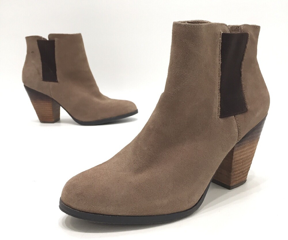Vince Camuto Womens Tan/Beige Suede Slip On Ankle Booties Size 8.5B